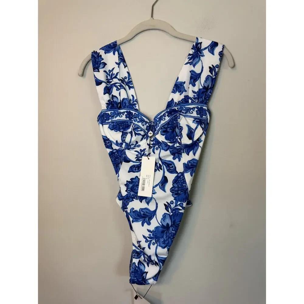 Alexandra Miro ZELLA One Piece Underwire SWIMSUIT - BLUE CAPRI XS NWT $328